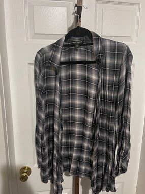 About a girl Day Plaid Open Front Cardigan - Black & Gray